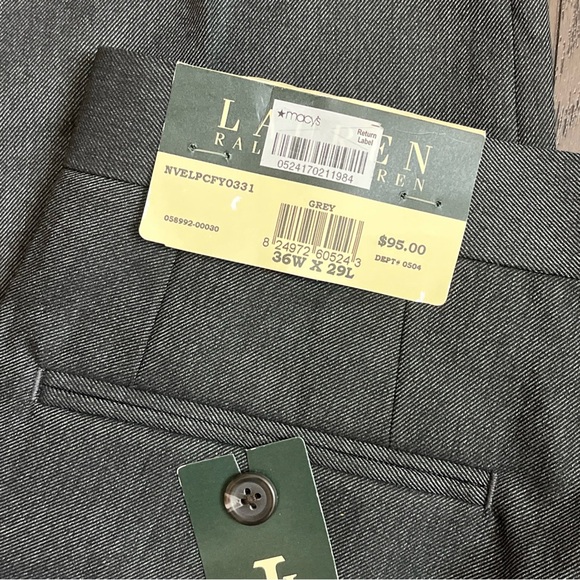 Lauren Ralph Lauren Gray Flat Front Dress Pants 36x29 NWT - Picture 5 of 6